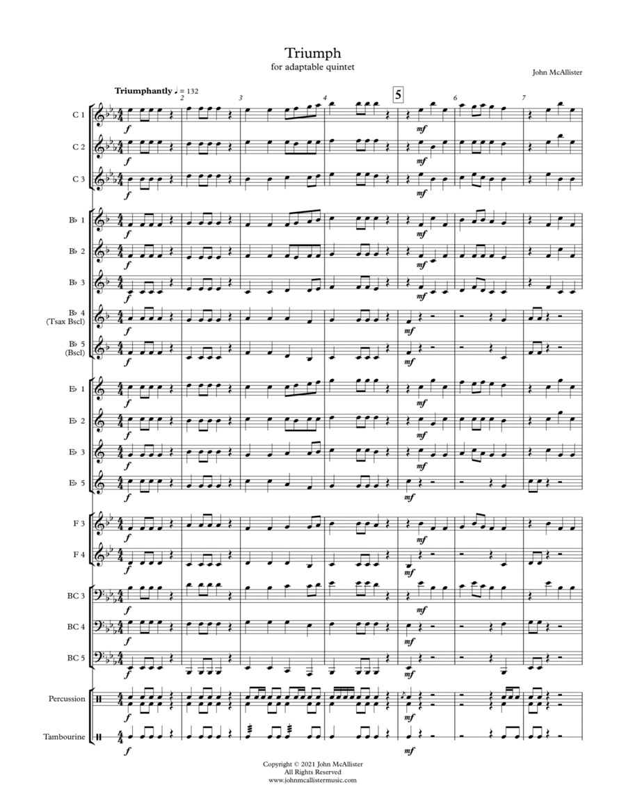 Triumph - for adaptable quintet Concert Band scores gallery preview page 1