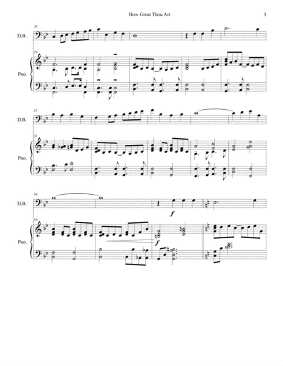 How Great Thou Art for Double Bass and Piano Double Bass scores gallery preview page 3