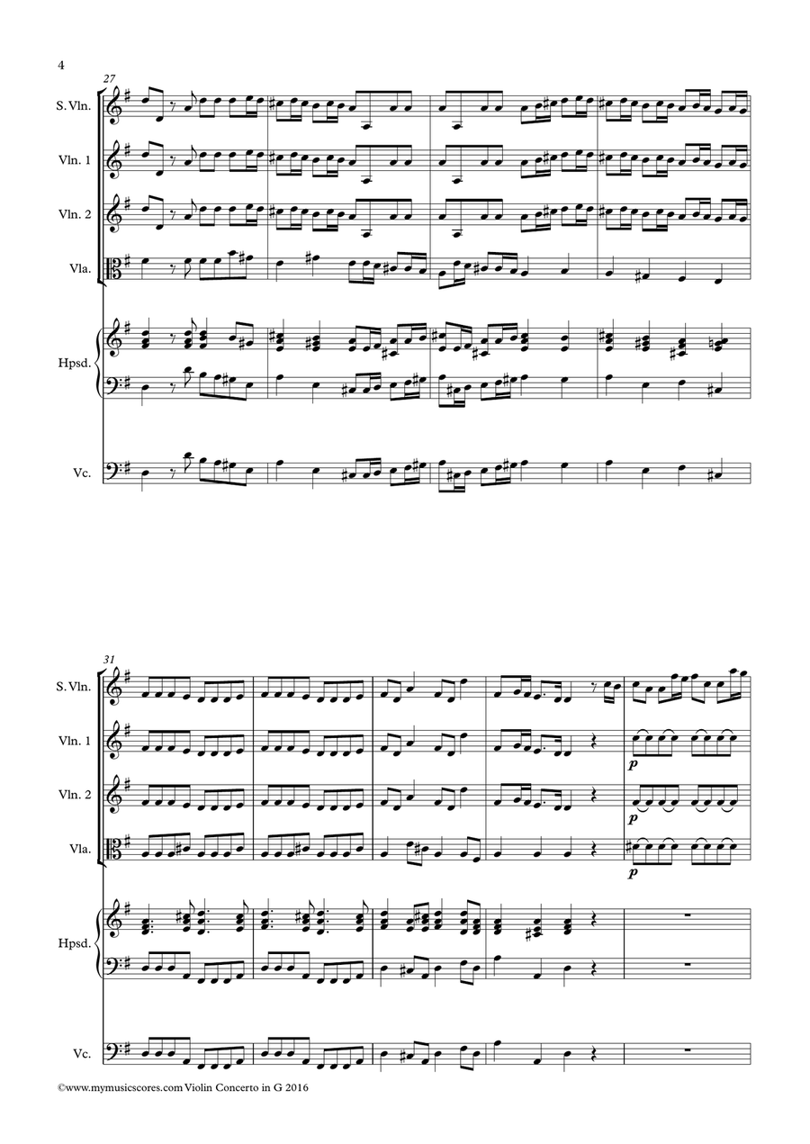 Violin Concerto in G TVW 51:G8 String Orchestra scores gallery preview page 5