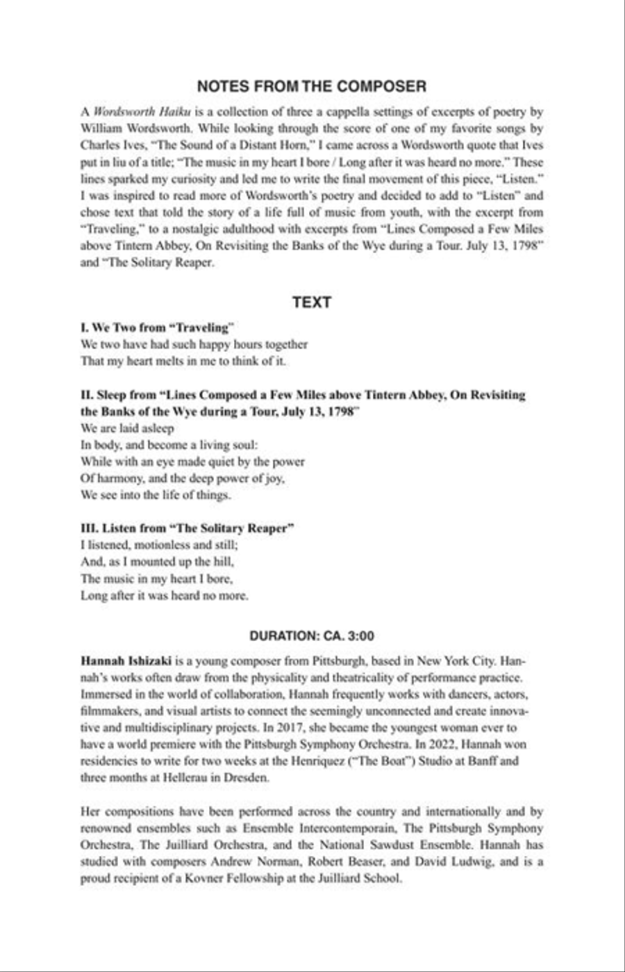 A Wordsworth Haiku 4-Part scores gallery preview page 3