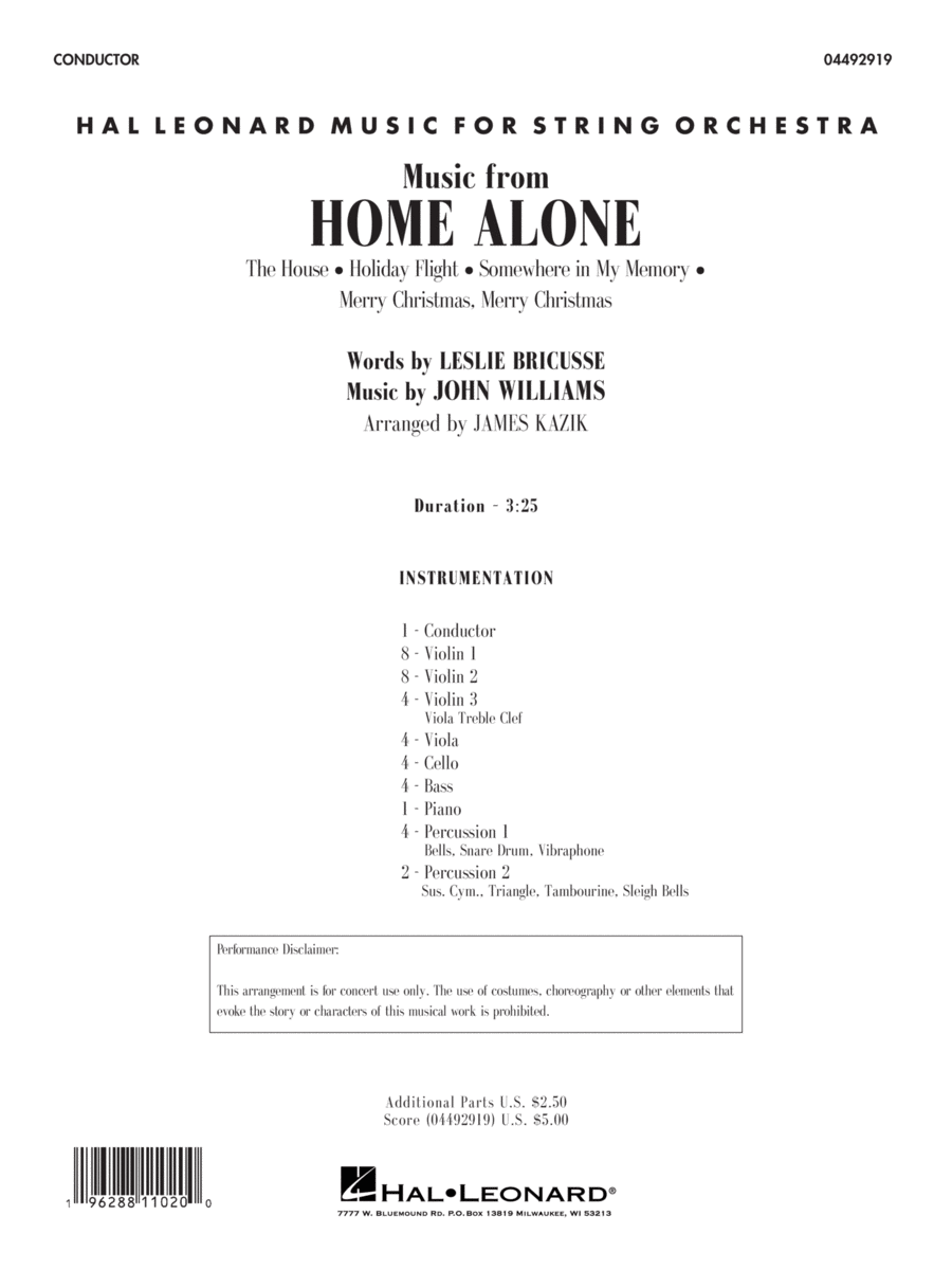 Music from Home Alone - Conductor Score (Full Score) String Orchestra scores gallery preview page 1