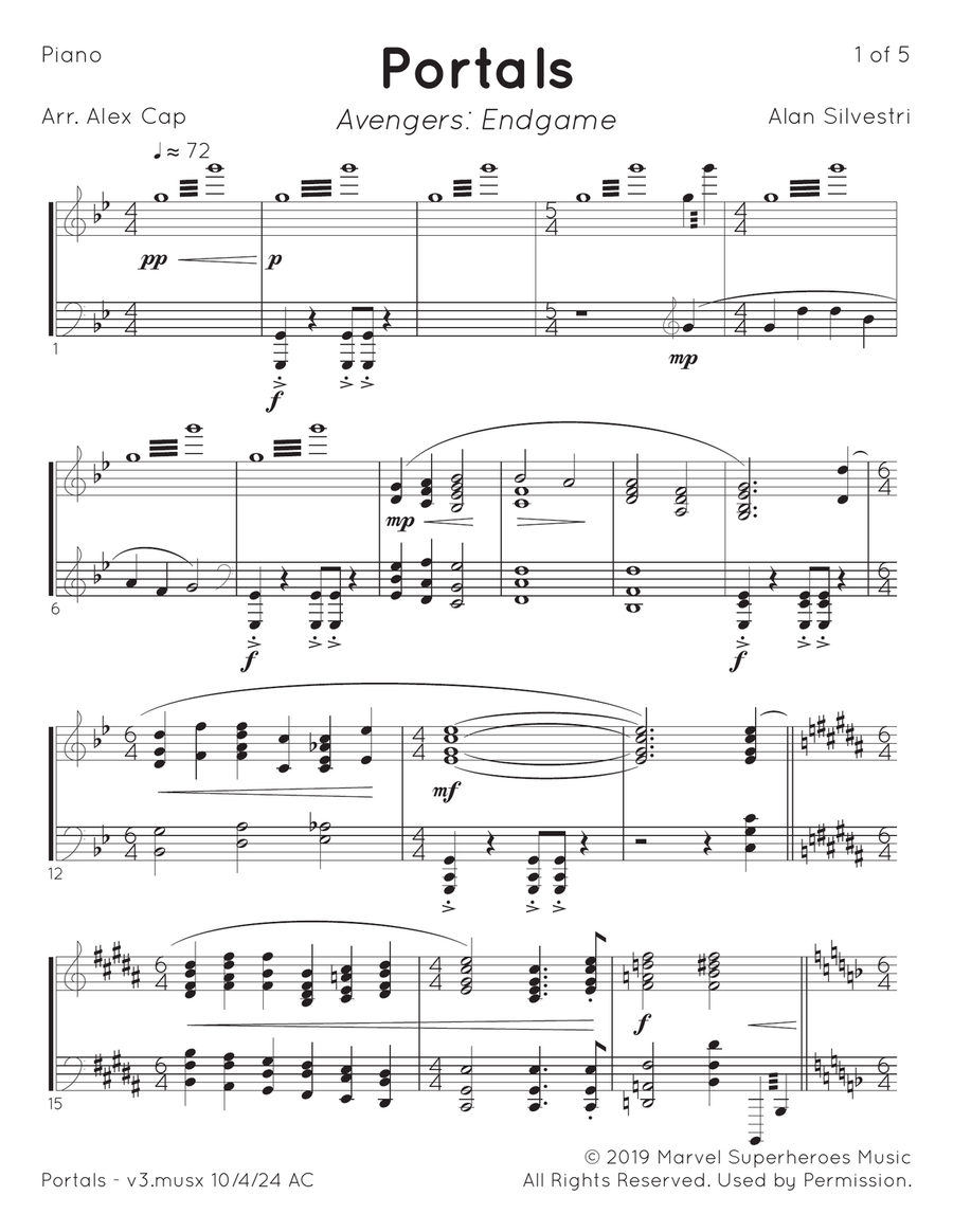 Portals Piano Solo scores gallery preview page 1