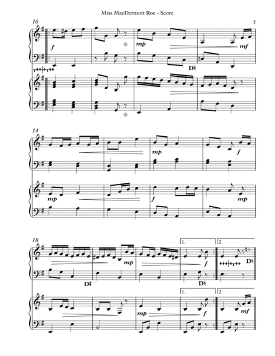 Miss MacDermott Roe, Princess Royal, Harp Duet Celtic Harp scores gallery preview page 3