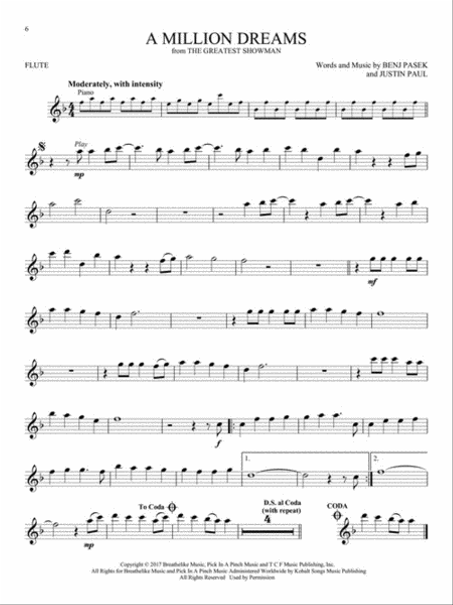 Songs from A Star Is Born, La La Land, The Greatest Showman, and More Movie Musicals Flute Solo scores gallery preview page 4