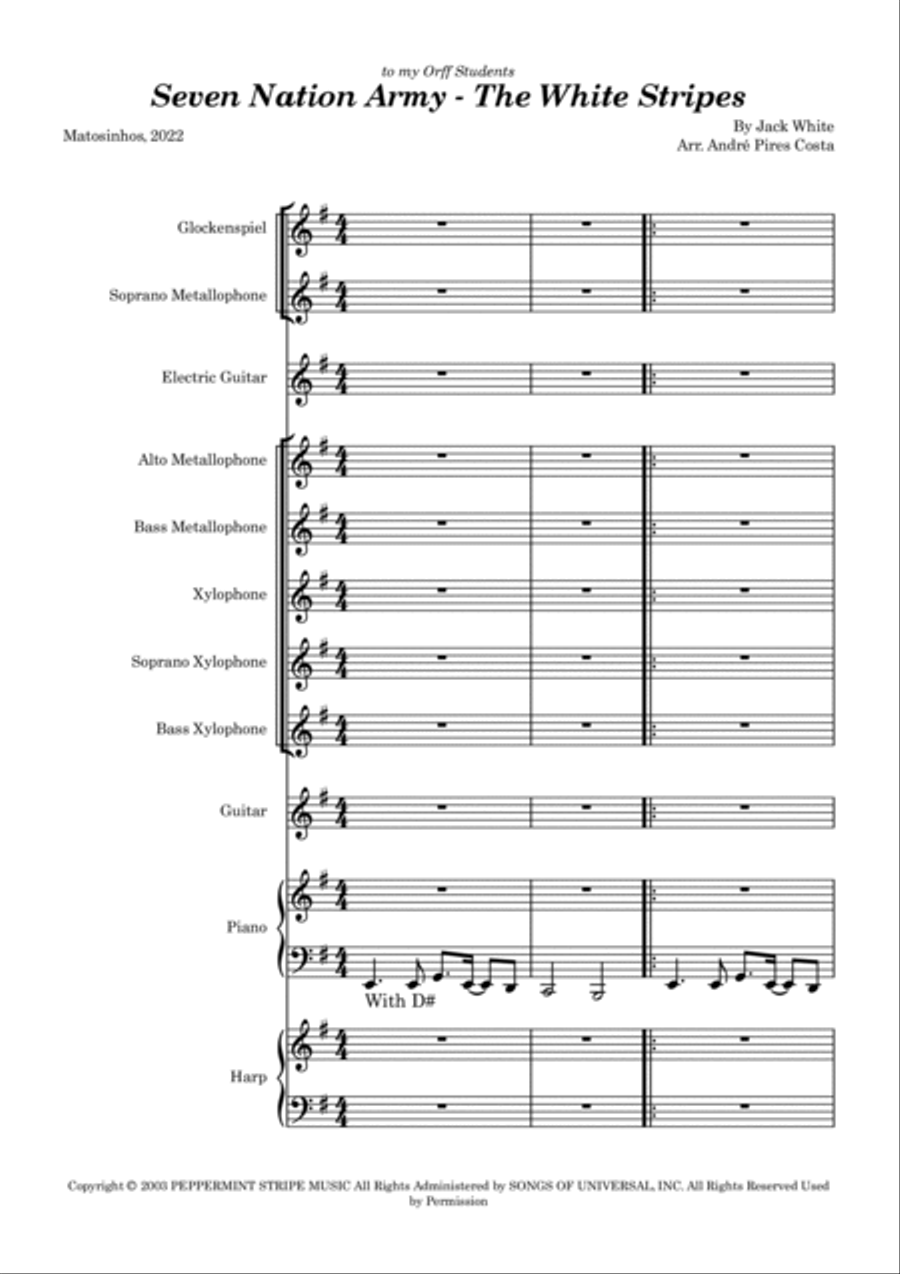 Seven Nation Army Orff Instrument scores gallery preview page 2
