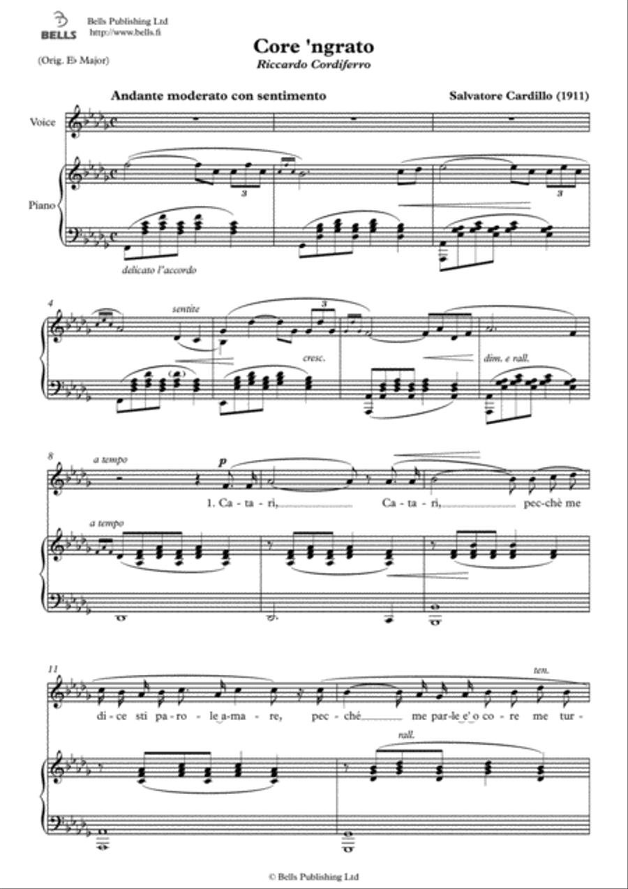 Core 'ngrato (D-flat Major) Voice Solo scores gallery preview page 1
