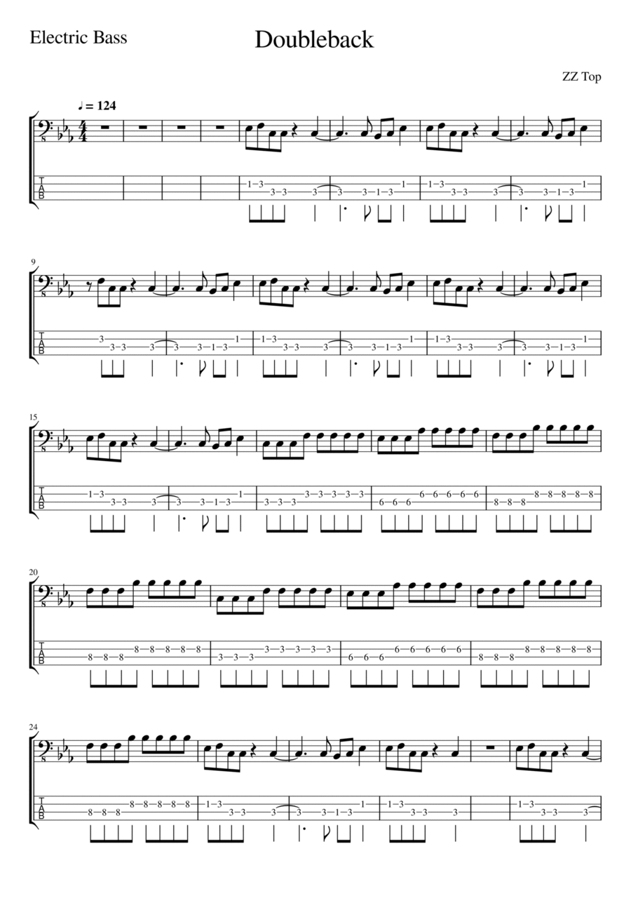 Doubleback Guitar Tablature scores gallery preview page 1