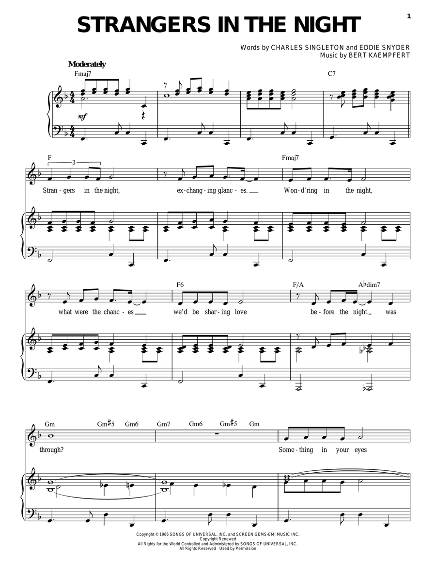 Strangers In The Night Strangers In The Night Piano, Vocal scores gallery preview page 1