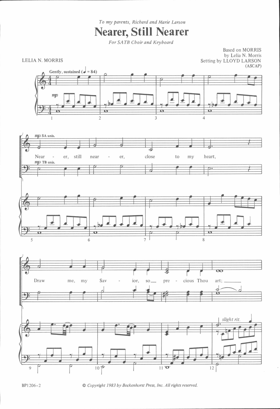 Nearer, Still Nearer - Larson 4-Part scores gallery preview page 2