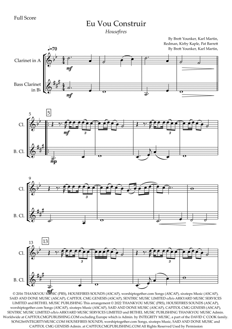 Build My Life Clarinet Duet scores gallery preview page 1