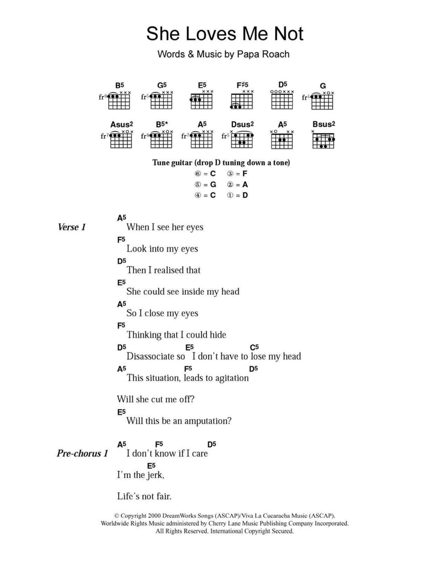 She Loves Me Not Easy Guitar scores gallery preview page 1