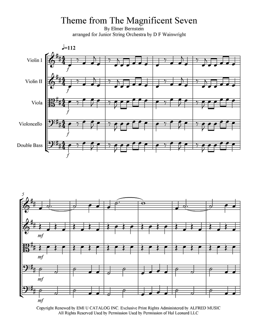 The Magnificent Seven The Magnificent Seven String Quartet scores gallery preview page 1