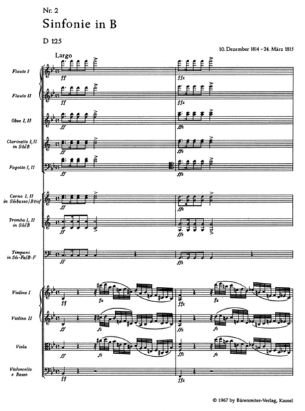 Symphony, No. 2 B flat major D 125