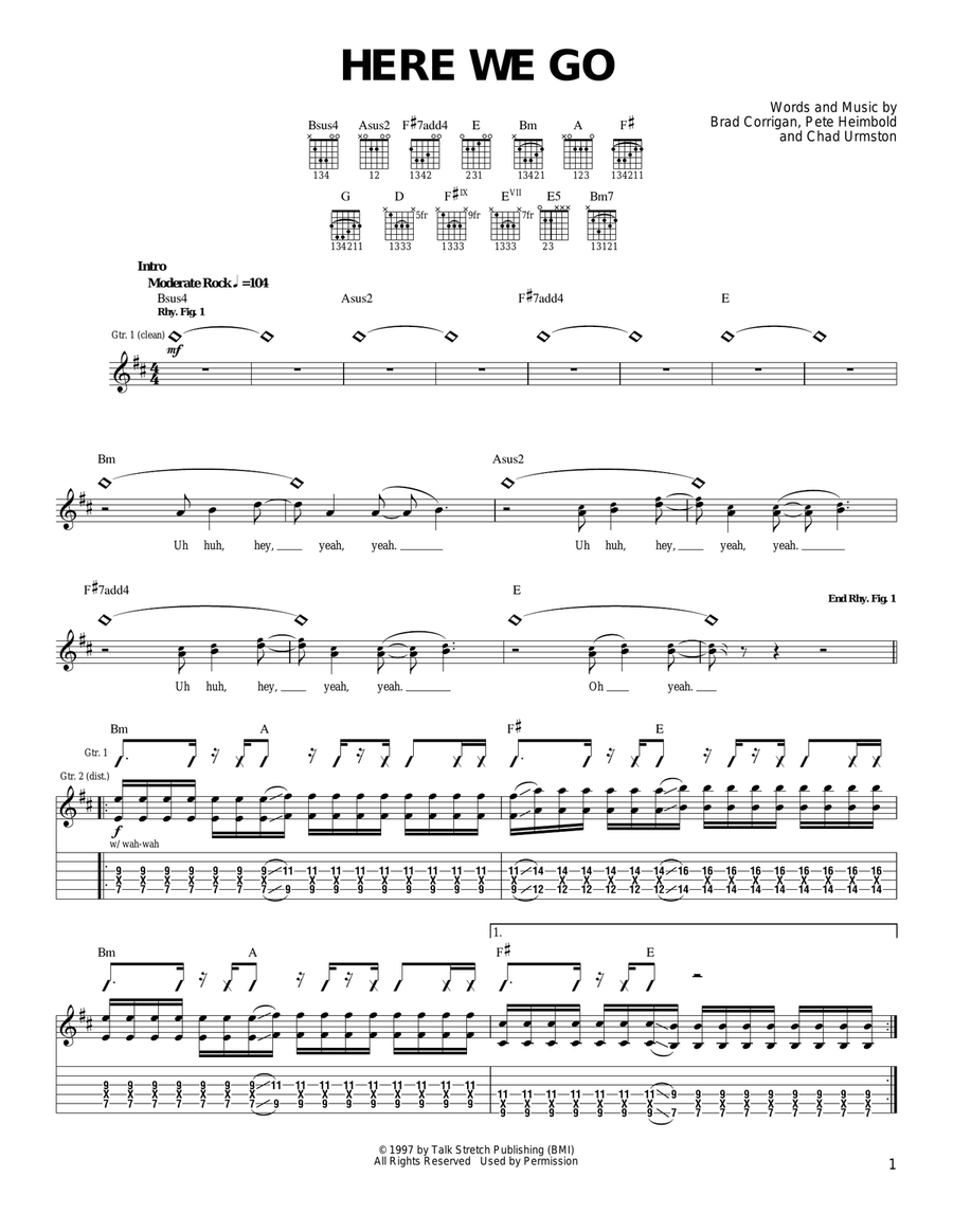 Here We Go Guitar Tablature scores gallery preview page 1