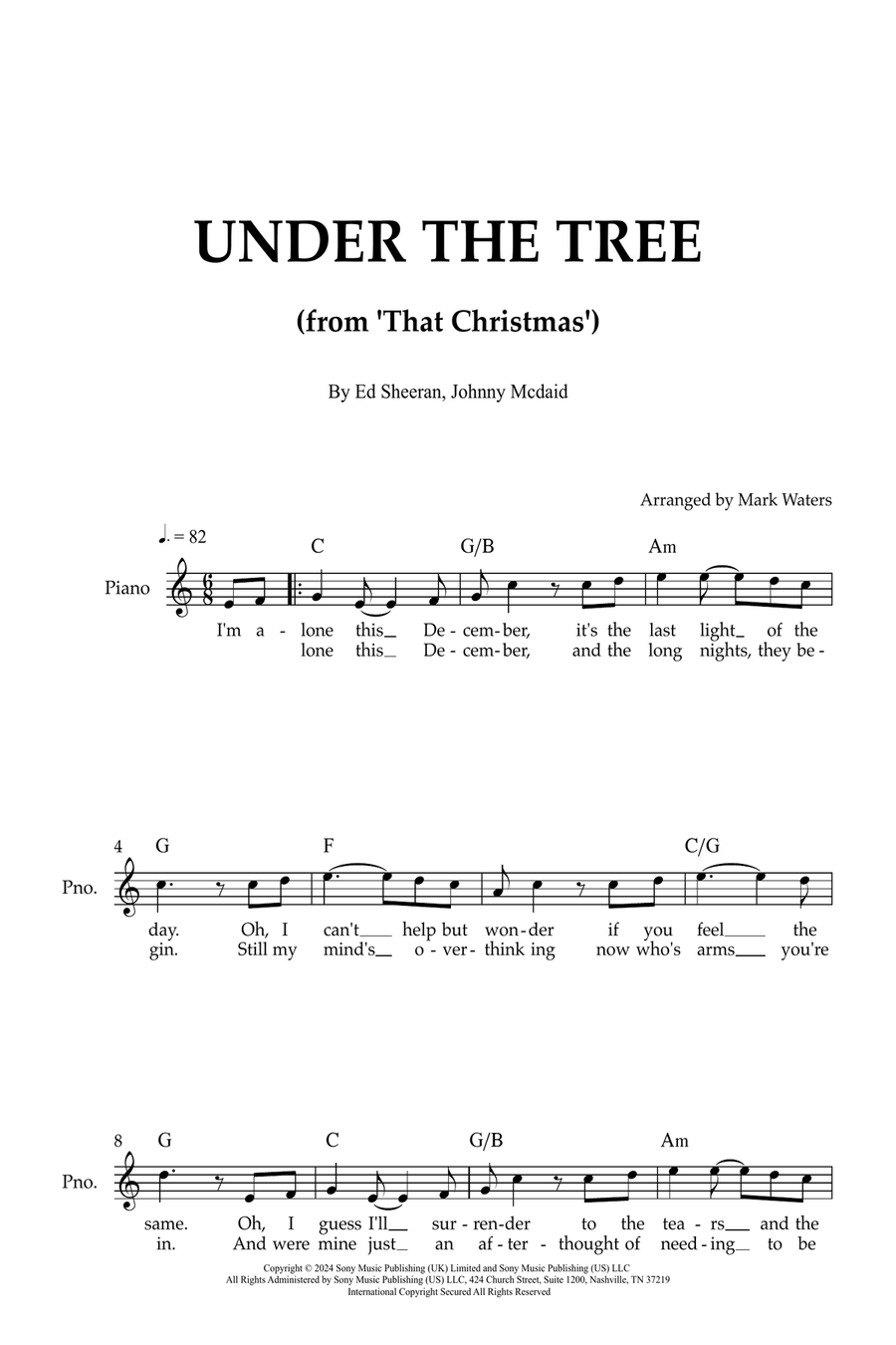 Under The Tree Piano scores gallery preview page 1