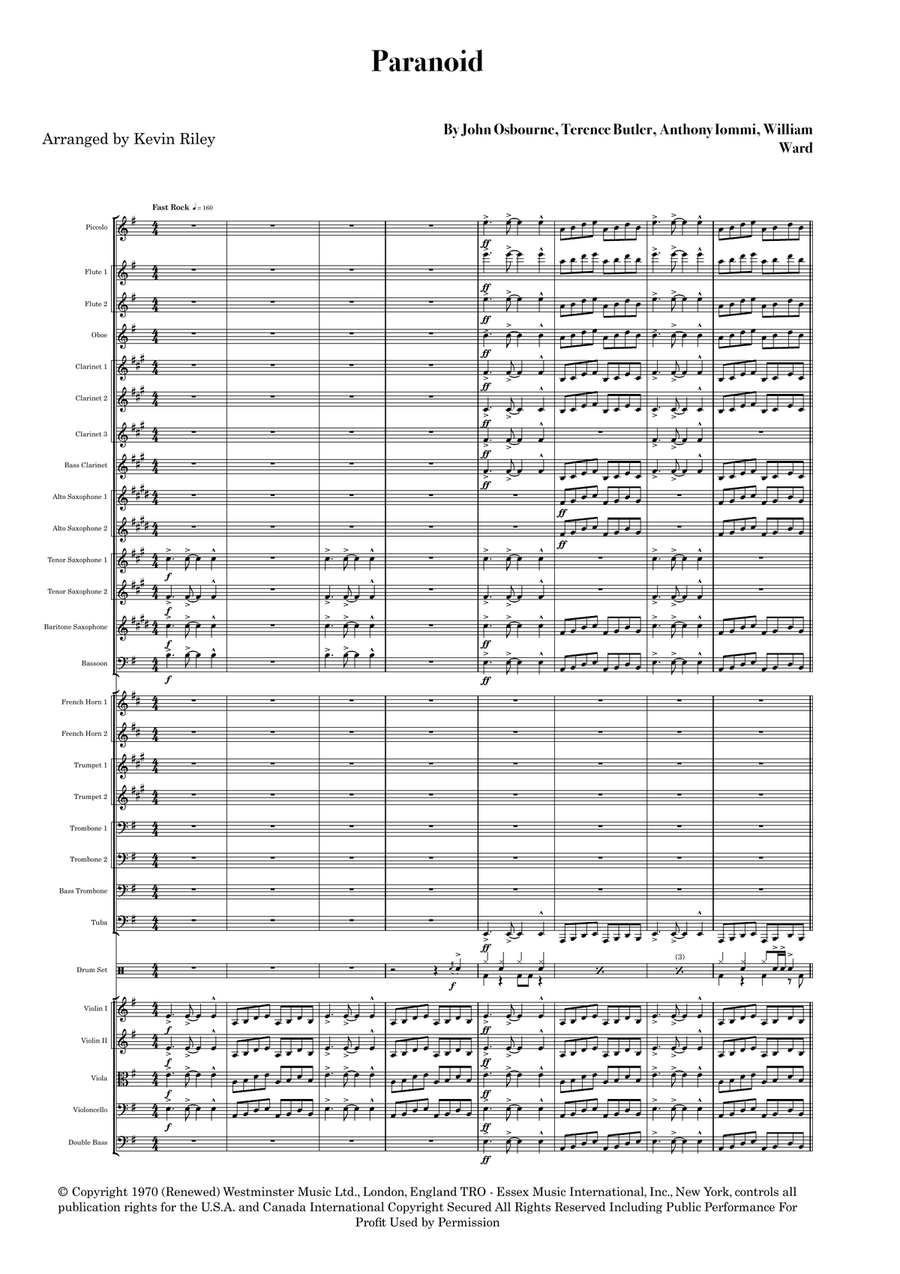 Paranoid Full Orchestra scores gallery preview page 1