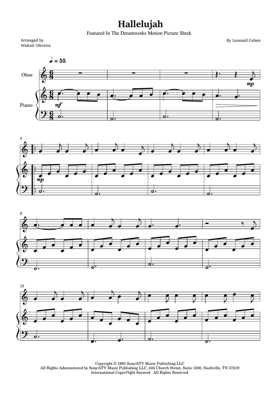 Hallelujah Piano scores gallery preview page 1