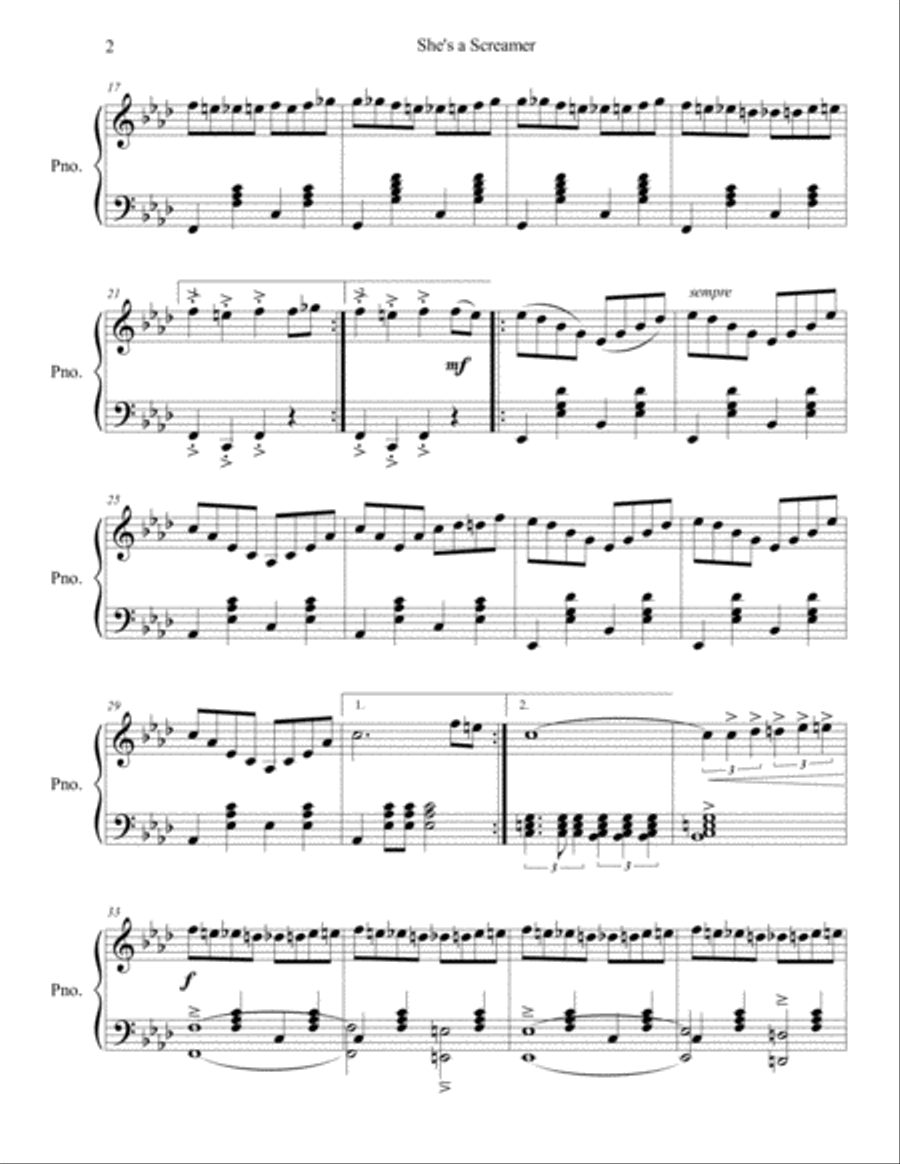 She's a Screamer Piano Solo scores gallery preview page 2