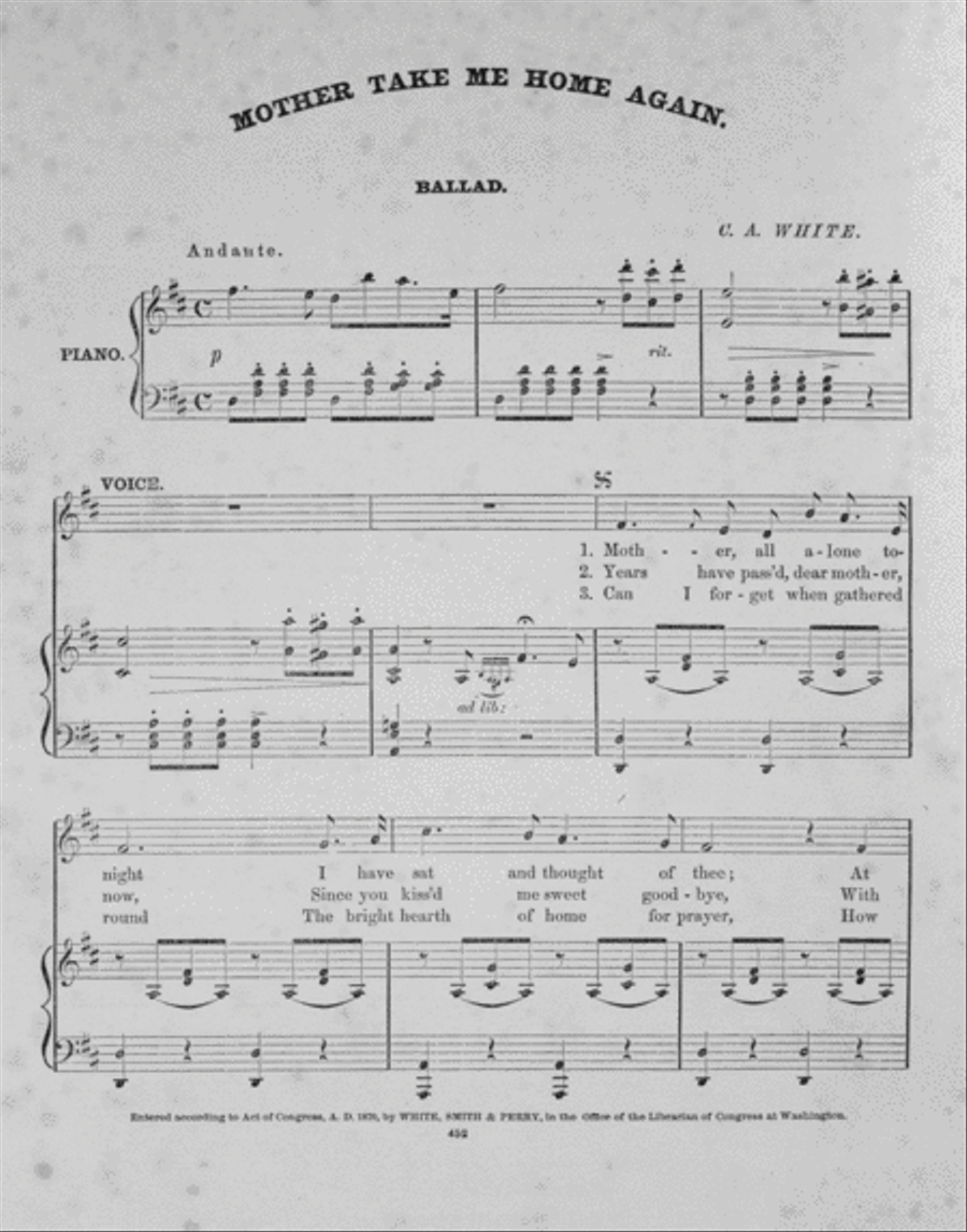 Mother Take Me Home Again. 75th Thousand. Song and Chorus 4-Part scores gallery preview page 2