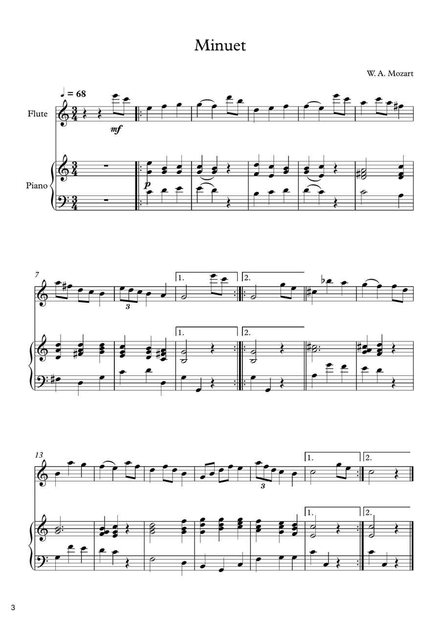 Mozart shop flute pieces