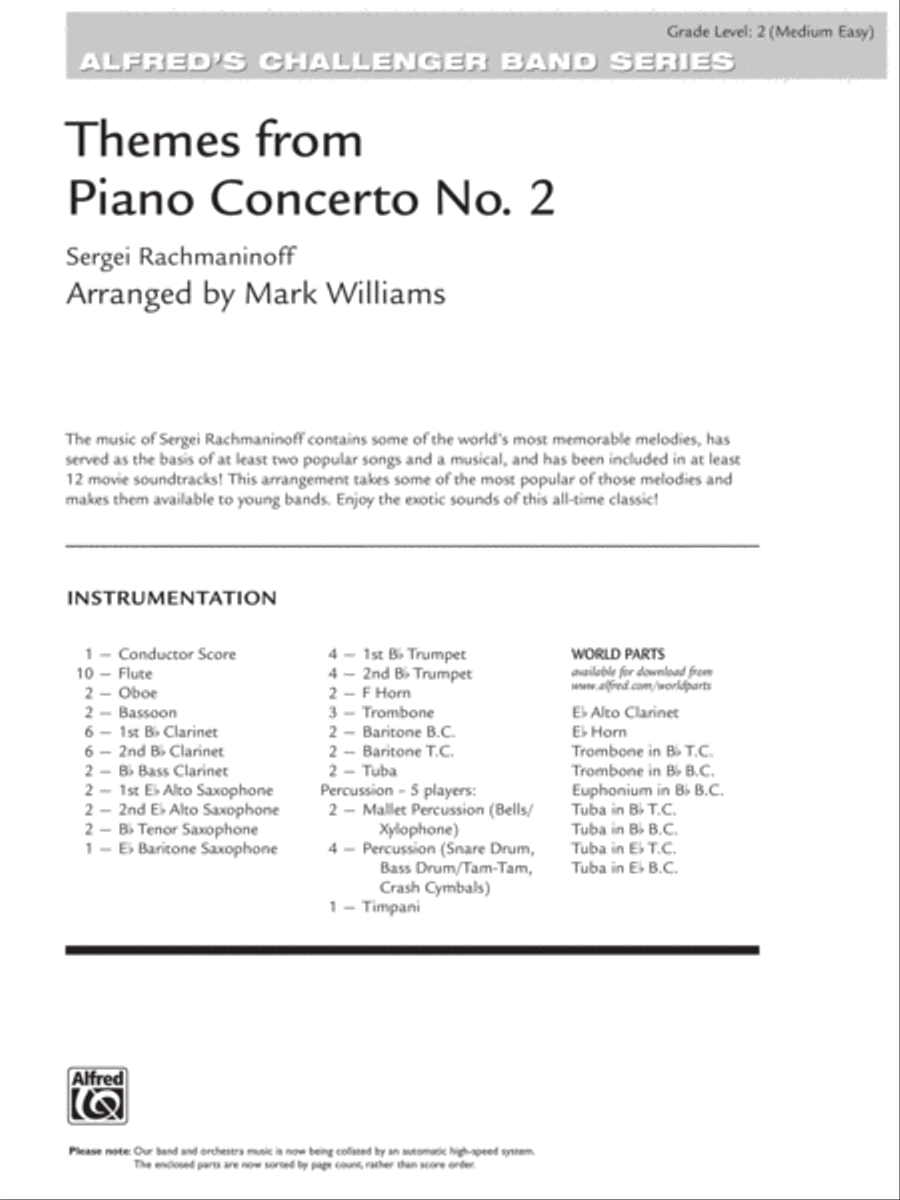 Themes from Piano Concerto No. 2: Score Concert Band scores gallery preview page 1