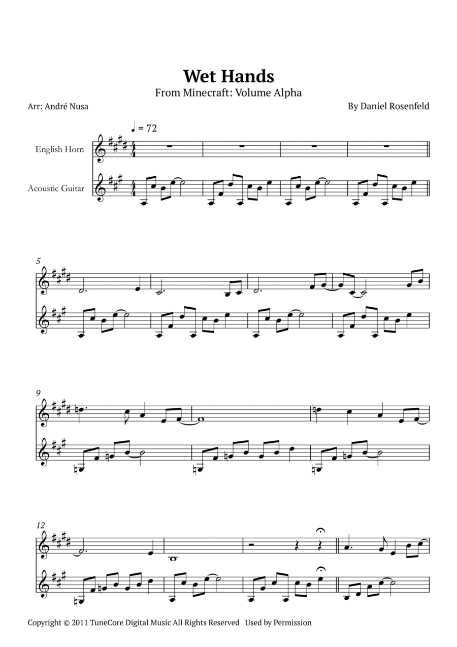 Wet Hands English Horn scores gallery preview page 1