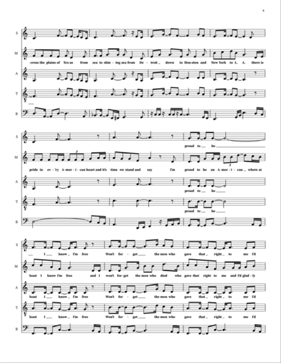 God Bless The U.S.A. Choir scores gallery preview page 4