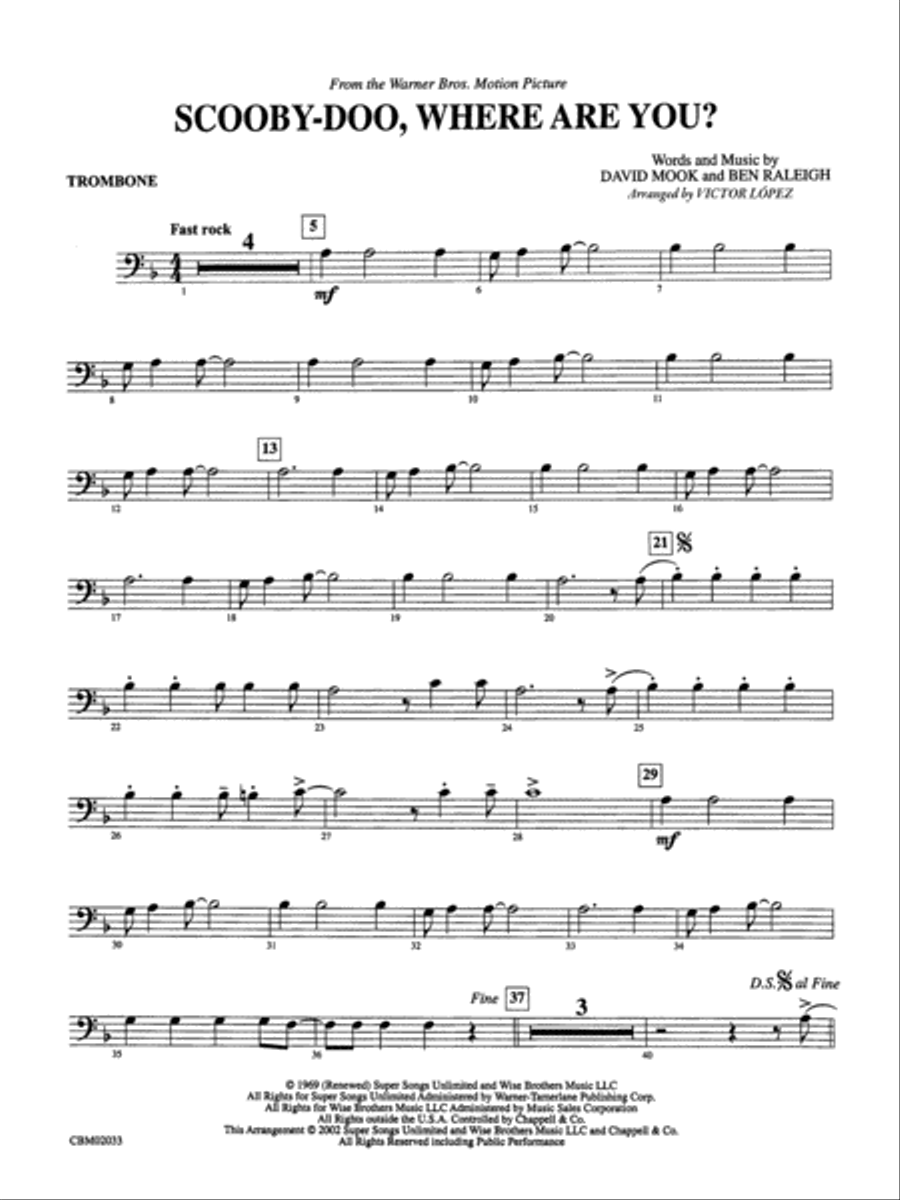 Scooby-Doo, Where Are You? (from Scooby-Doo): 1st Trombone Concert Band scores gallery preview page 1