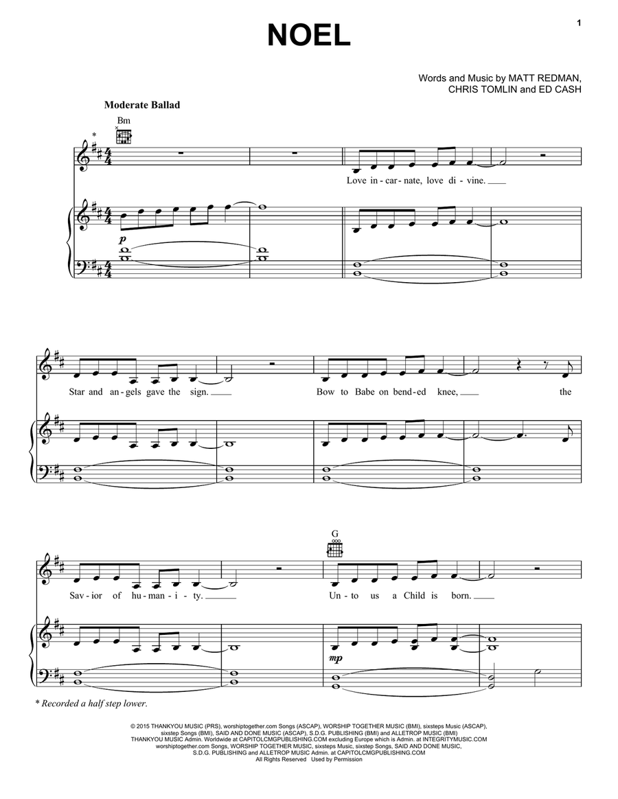 Noel (feat. Lauren Daigle) Piano, Vocal, Guitar scores gallery preview page 1