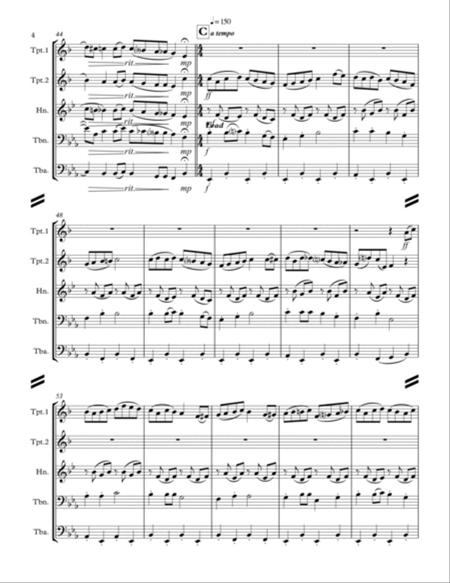 Up on the House-Top & Variations (for Brass Quintet) Brass Quintet scores gallery preview page 5