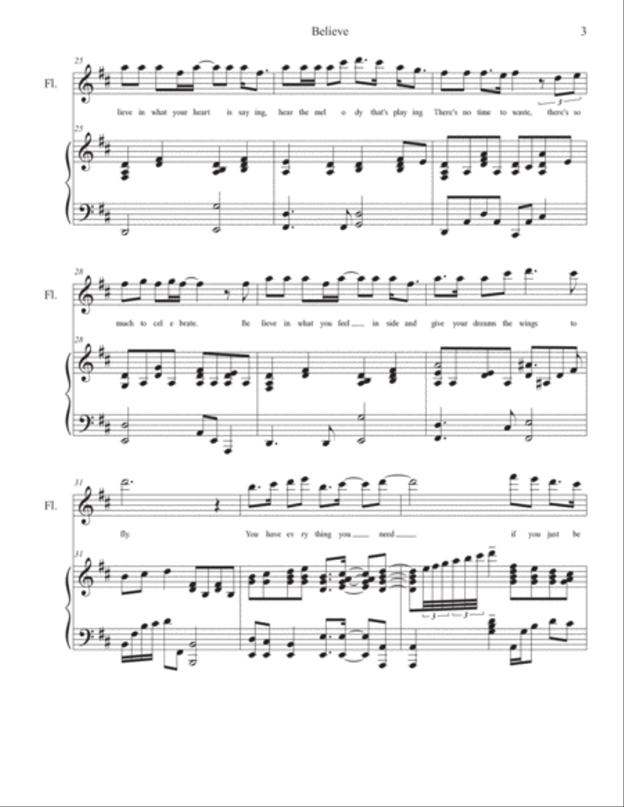 Believe Flute Solo scores gallery preview page 5