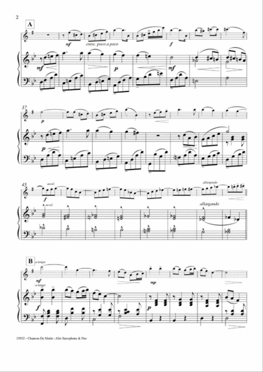 CHANSON DE MATIN – ALTO SAXOPHONE & PIANO Alto Saxophone scores gallery preview page 3