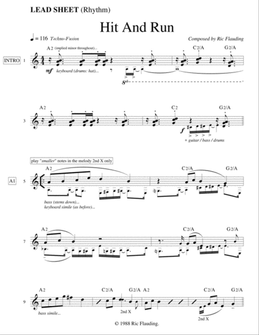 Hit And Run (Lead Sheet) Electric Guitar scores gallery preview page 1