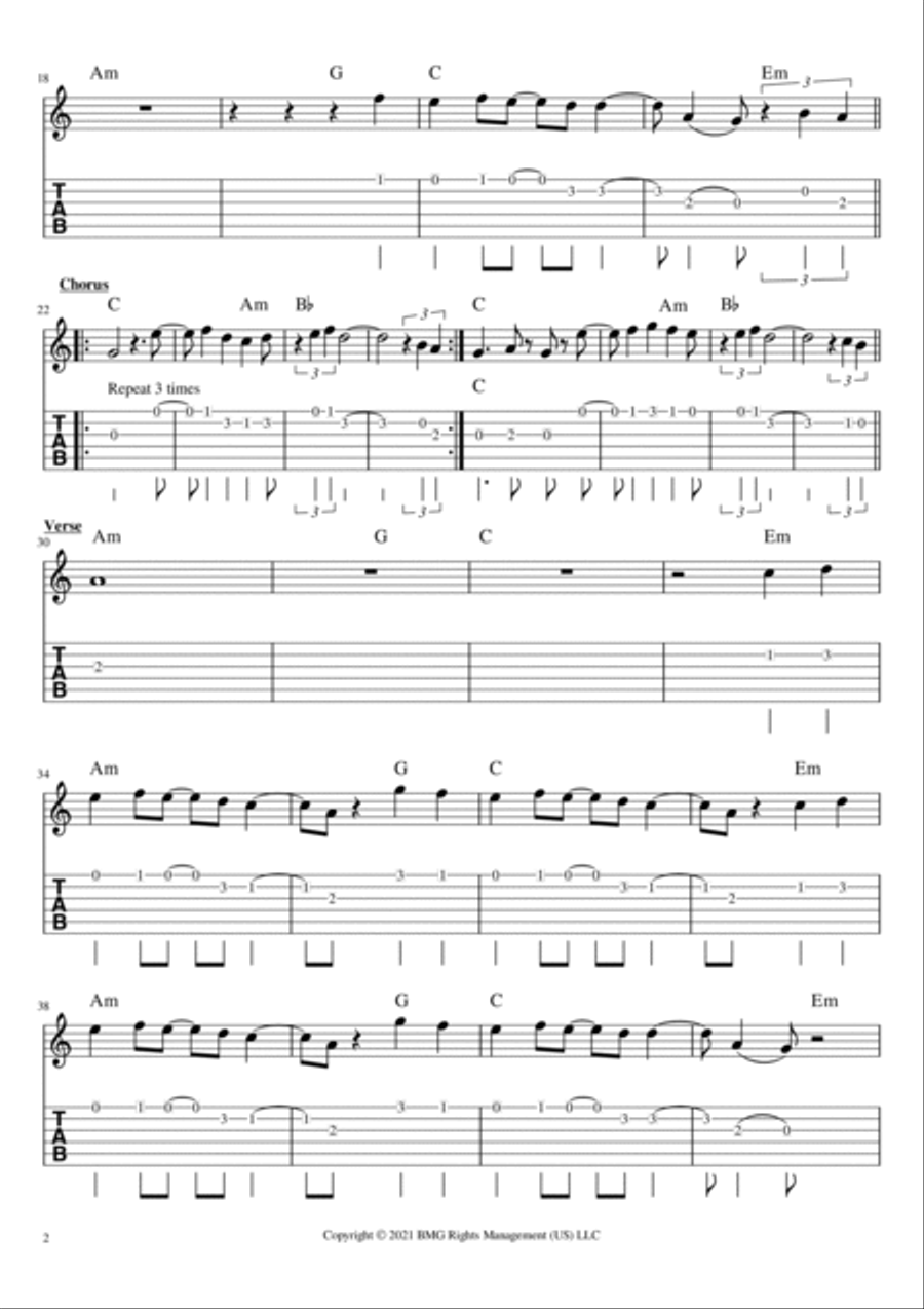 The Less I Know The Better Guitar Tablature scores gallery preview page 2