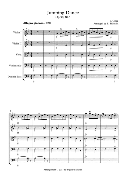 Jumping Dance from "Lyric Pieces" Op.38, №.5 - String Quartet/Ensemble