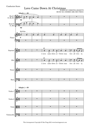 Love Came Down At Christmas – SATB, Piano, String 4tet and flexible woodwind – Score and parts