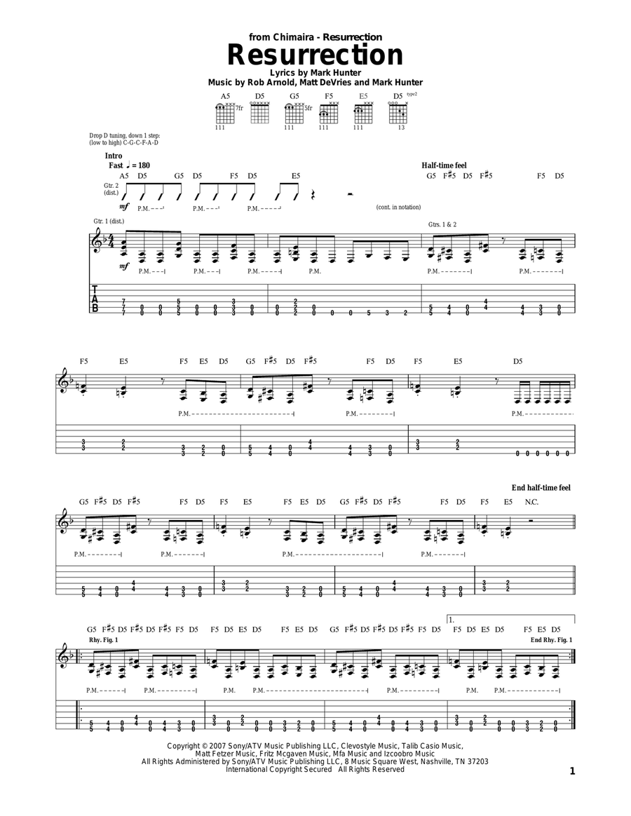 Resurrection Acoustic Guitar scores gallery preview page 1
