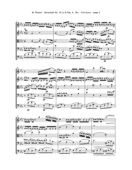W. A. Mozart Serenade No. 10, K 361, Mvt. 3 for String Quintet or Orchestra image number null