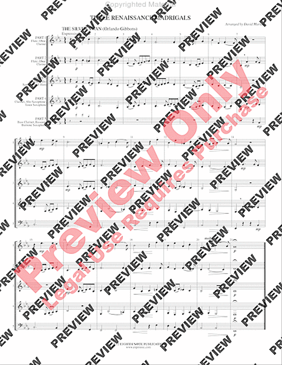 Three Renaissance Madrigals Woodwind Ensemble scores gallery preview page 3