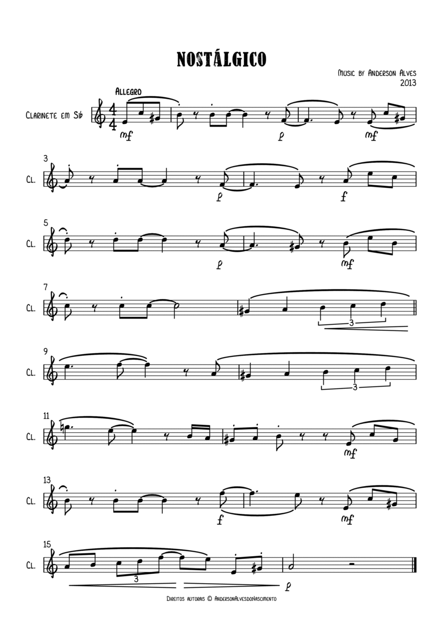 Nostaugic B-Flat Clarinet scores gallery preview page 1