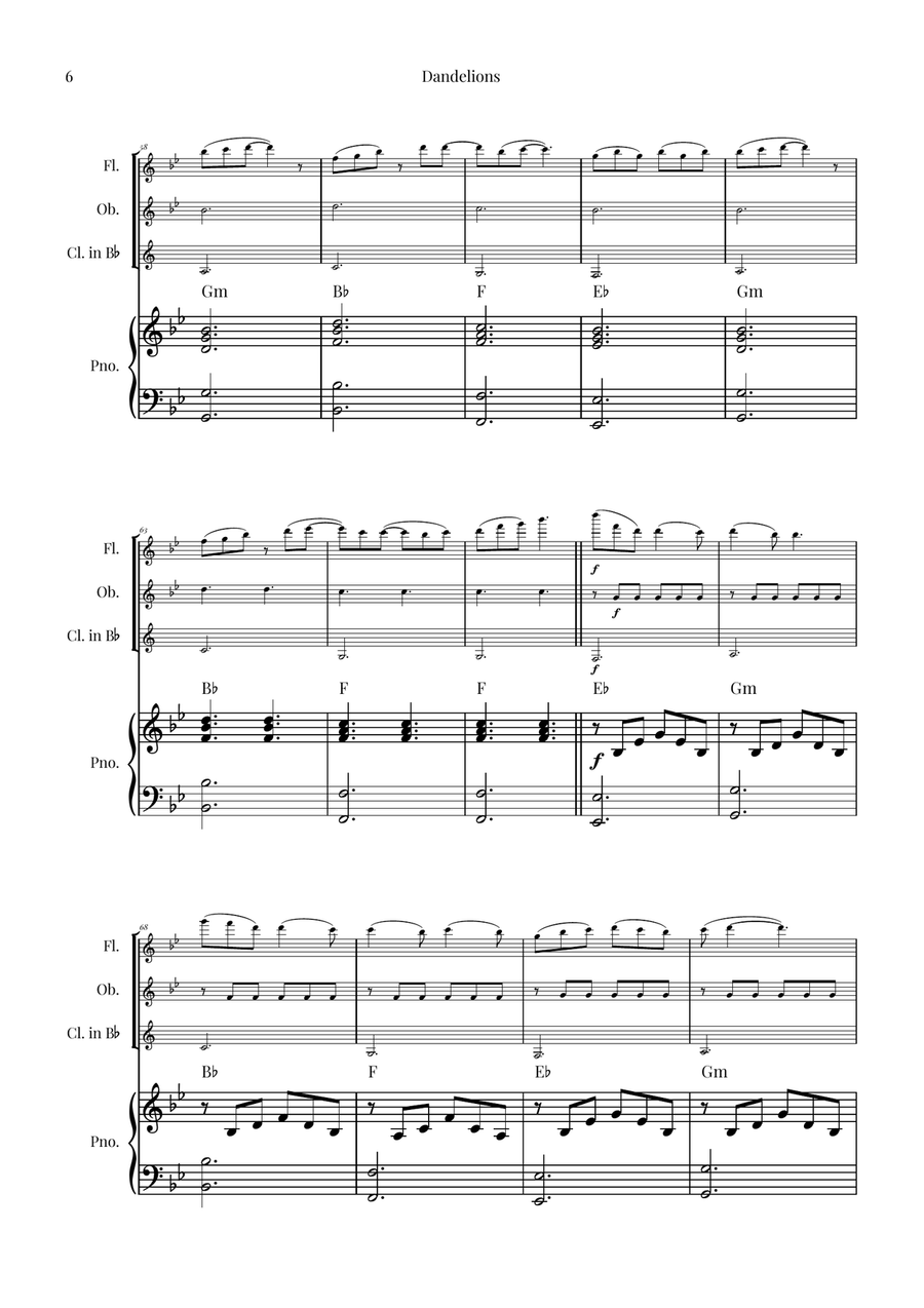 Dandelions Woodwind Trio scores gallery preview page 6