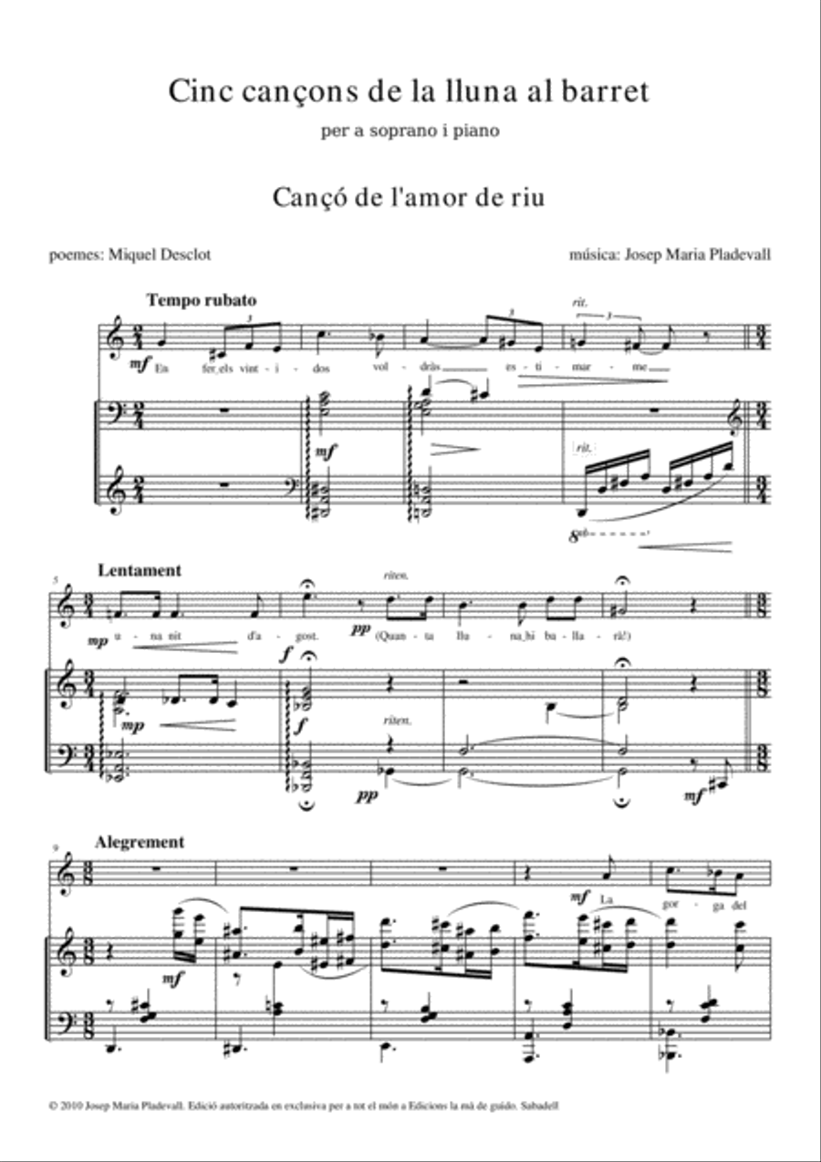 Cinc cançons de la lluna al barret Voice scores gallery preview page 5