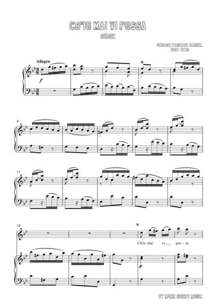 Handel-Ch'io mai vi possa in g minor，for voice and piano image number null