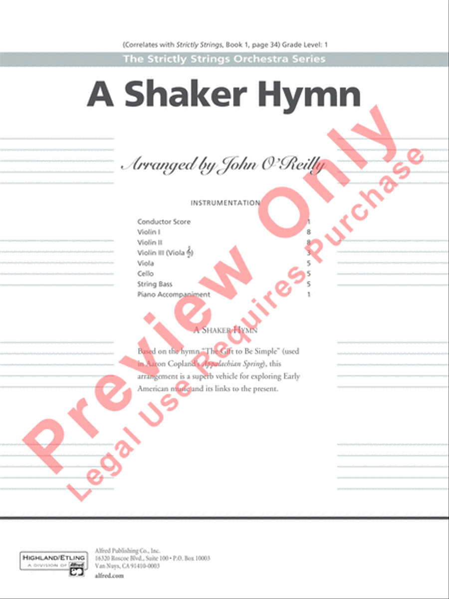 A Shaker Hymn A Shaker Hymn String Orchestra scores gallery preview page 2