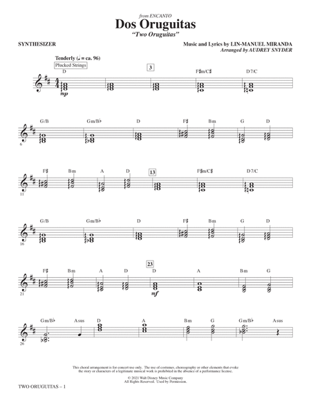 Dos/Two Oruguitas (from Encanto) (arr. Audrey Snyder) - Synthesizer