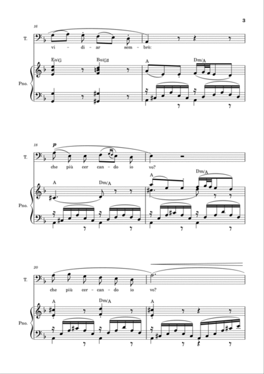 Una Furtiva Lagrima (Tenor in Dm) Piano, Vocal, Guitar scores gallery preview page 3