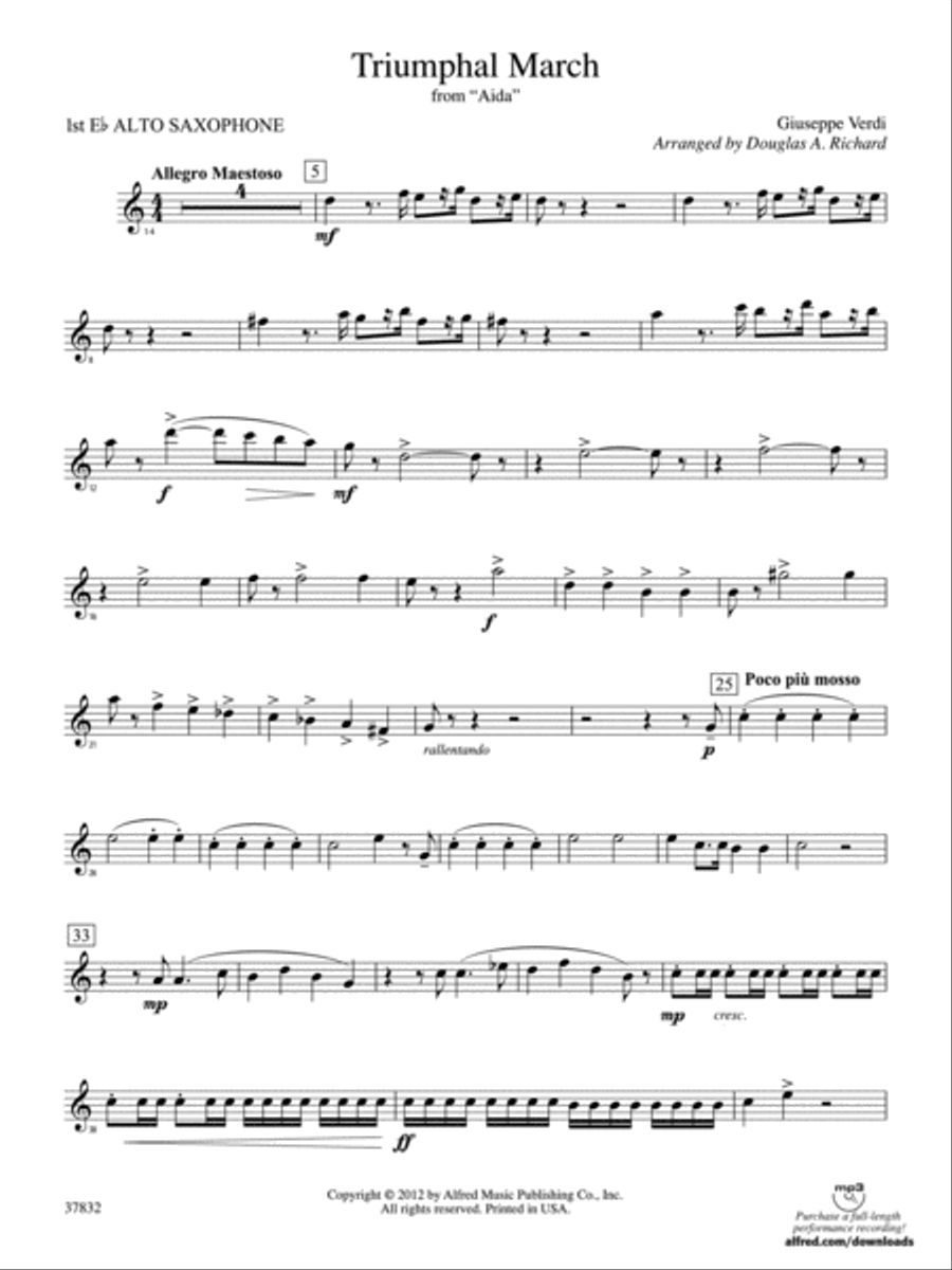 Triumphal March (from Aida): E-flat Alto Saxophone Concert Band scores gallery preview page 1