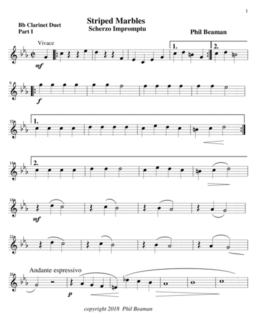 Striped Marbles-Scherzo Impromptu-Bb Clarinet Duet image number null