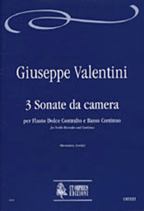 Book cover for 3 Sonate da camera for Treble Recorder and Continuo