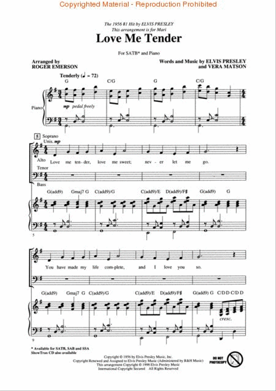 Love Me Tender 4-Part scores gallery preview page 2